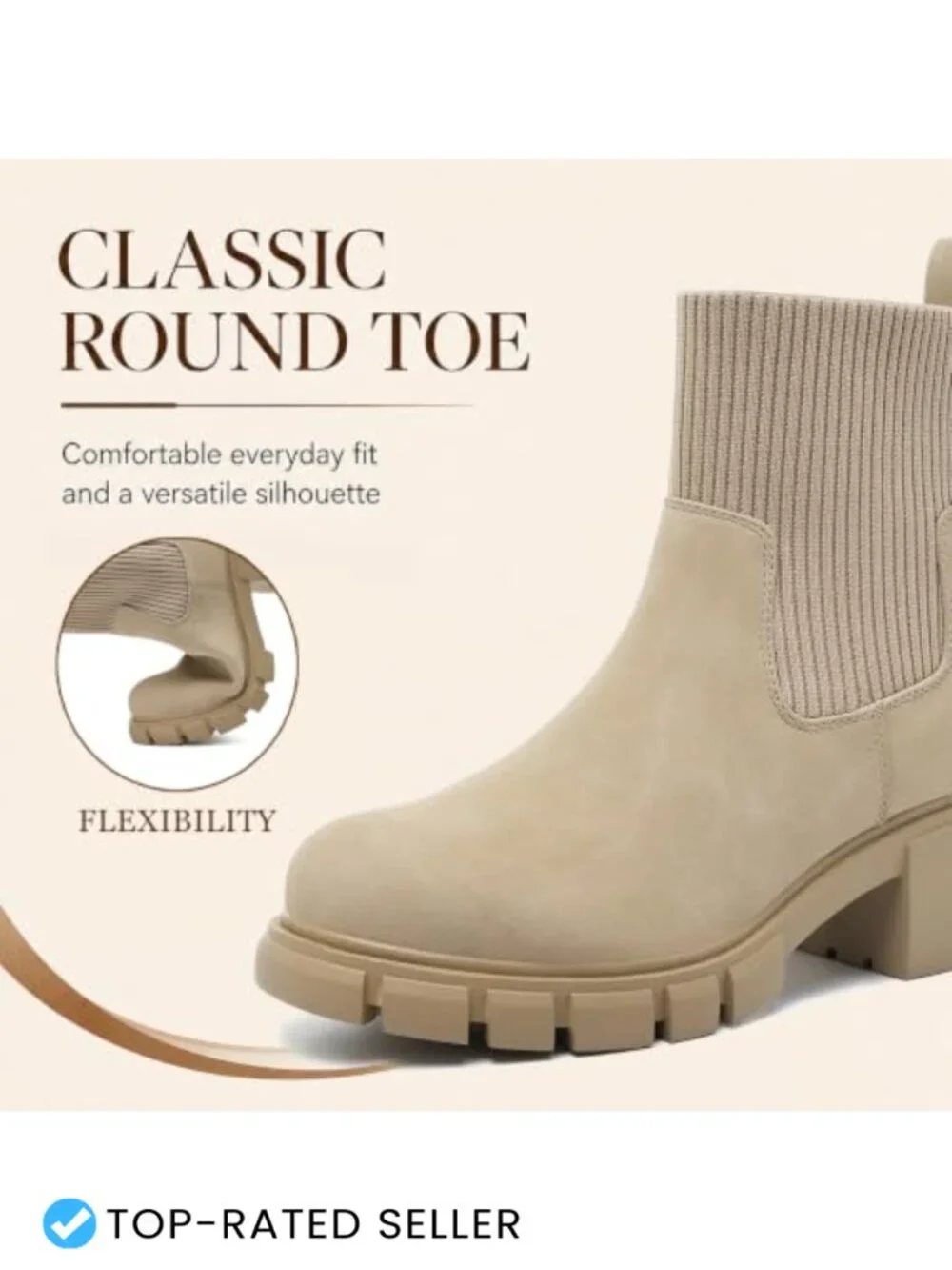 Women's Platform Chelsea Ankle Boots Chunky Lug Sole Side Zipper Round Toe PU
